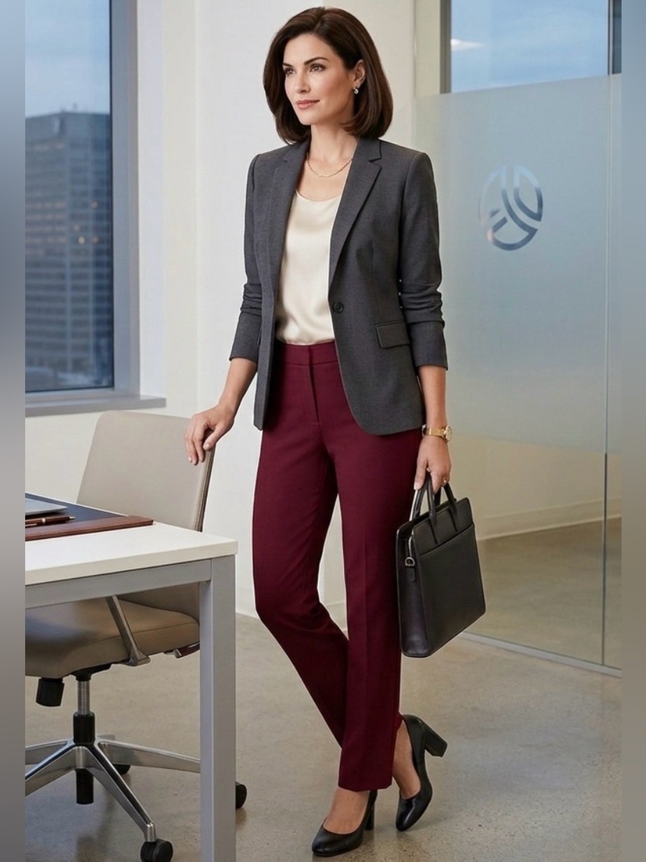 Liz Claiborne Alexis Pull On Pants Burgundy Mid Rise Straight Leg Nwt Large L